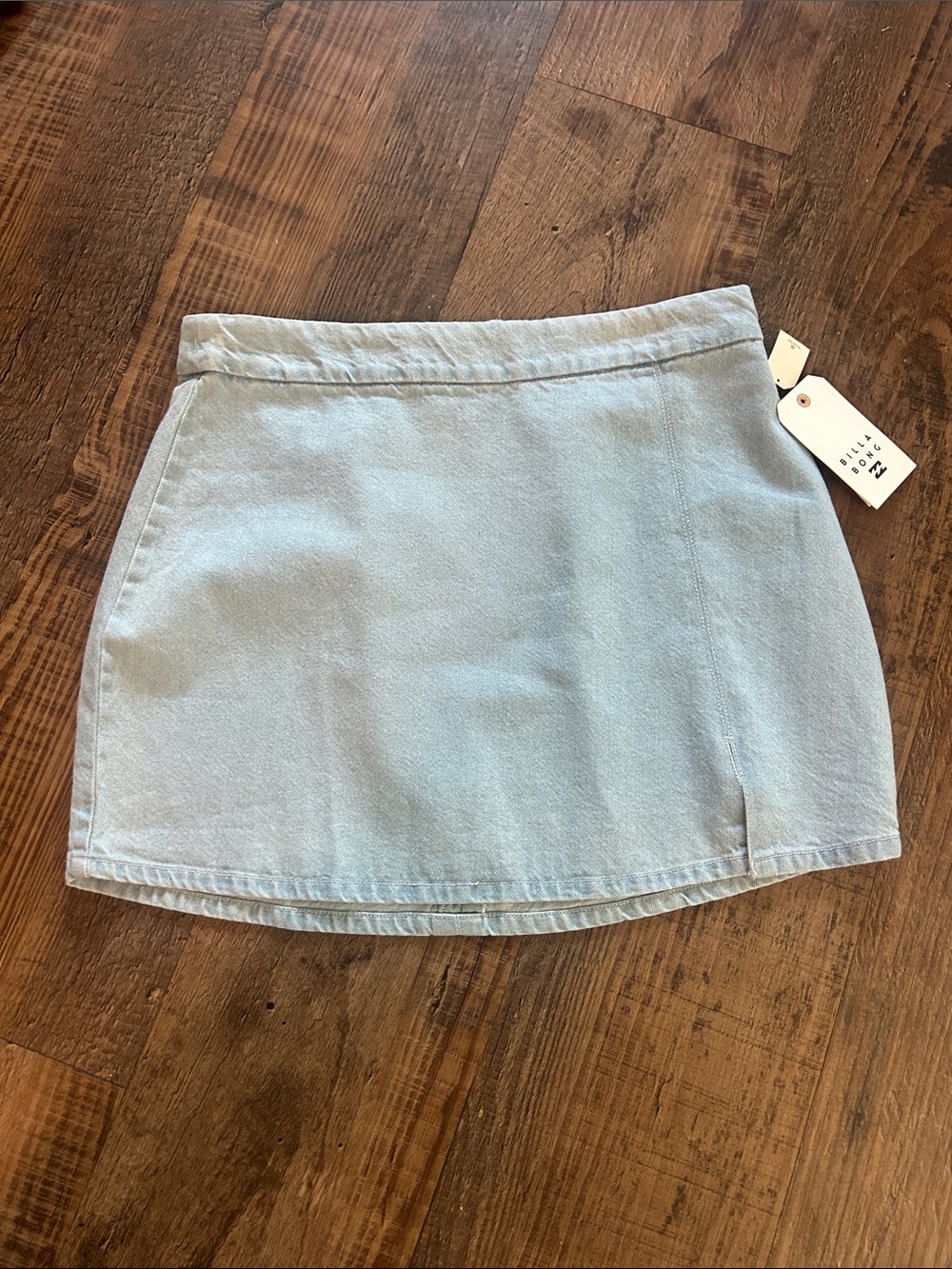 Blank NYC Pastel Blue Denim Mini Skirt